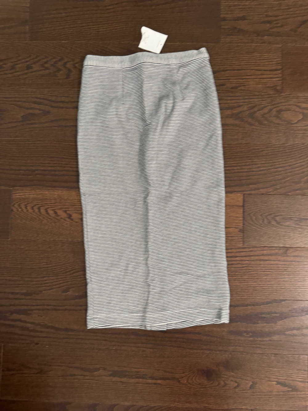 Topshop Slim Navy & White Striped Midi Pencil Skirt